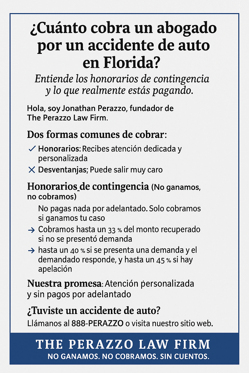 ¿Cuánto cuesta contratar un abogado cerca de mí? No pagas… a menos que ganes.